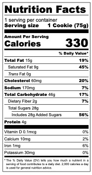 Nutrition facts CHOCOLATE CHUNK