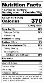 Nutrition facts CHOCOLATE MONSTER