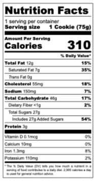 Nutrition facts SNICKERDOODLE