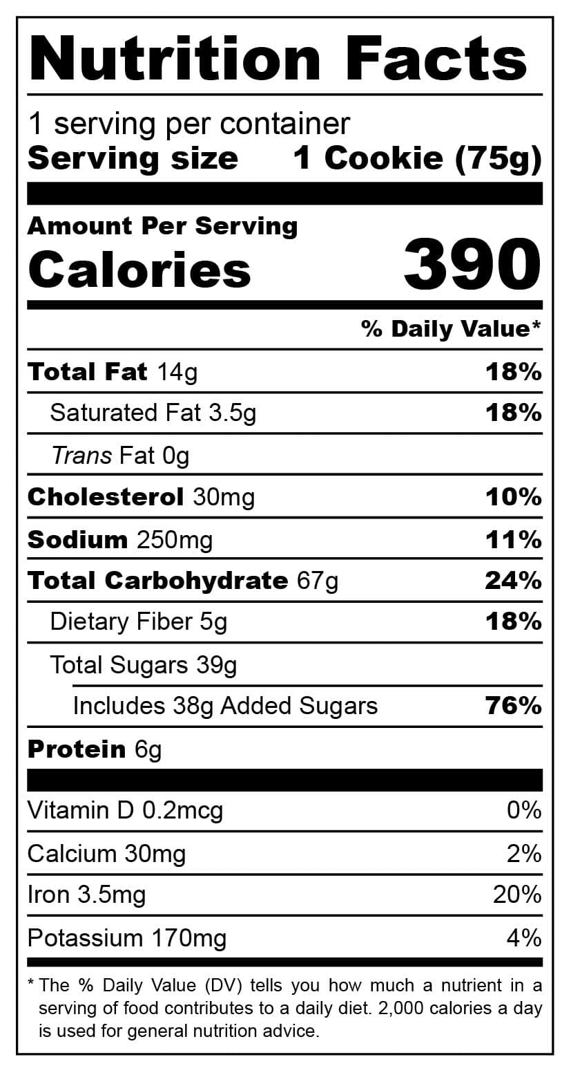 Nutrition facts BLACK COCOA CRINKLE