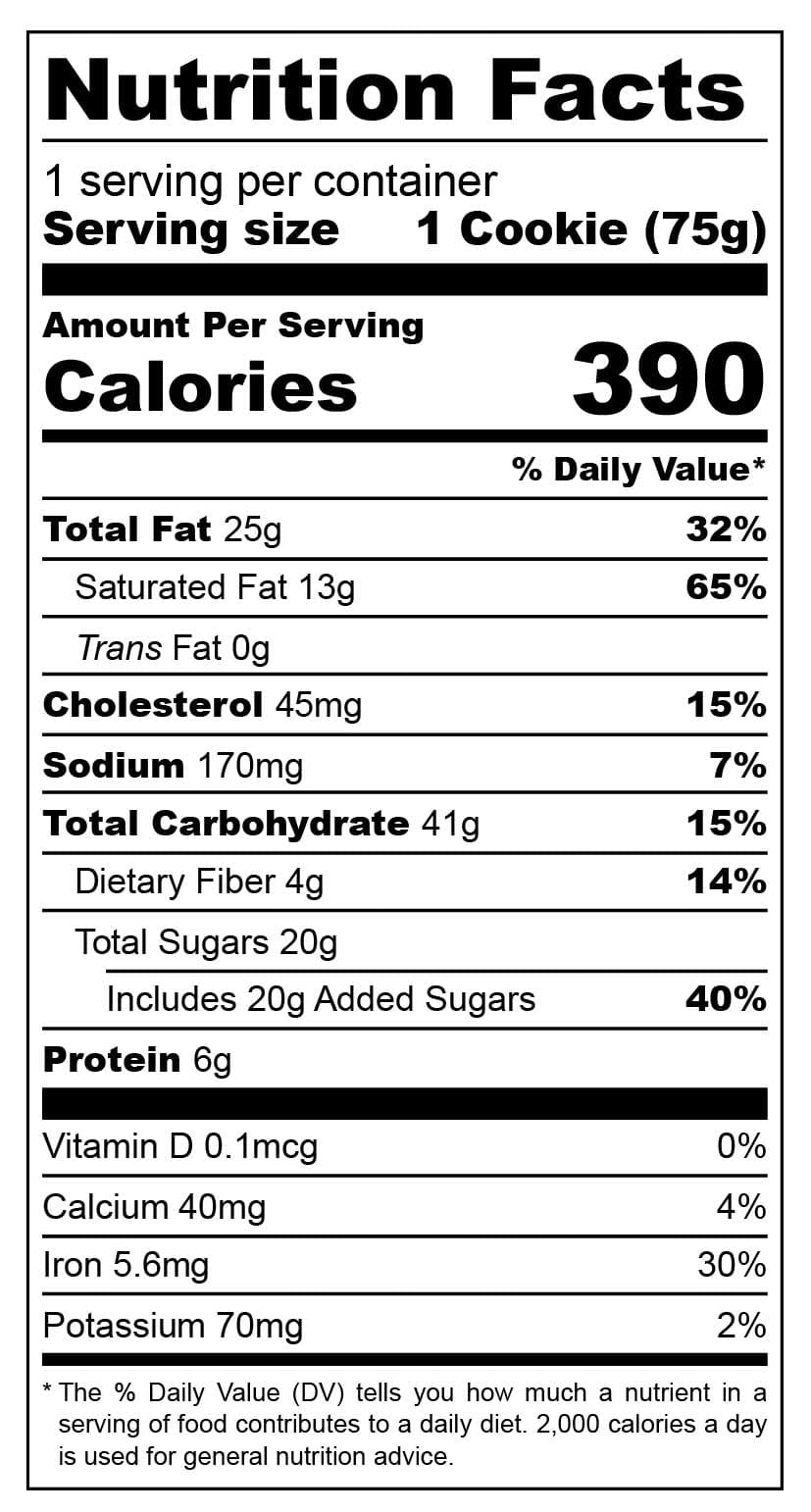 Nutrition facts COOKIE BUTTER