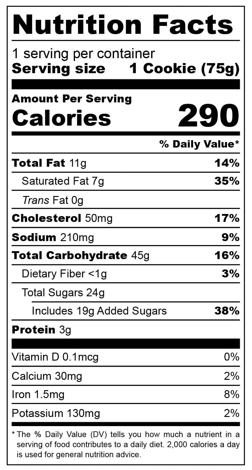 Nutrition facts GINGER MOLASSES WITH DRIED CHERRIES